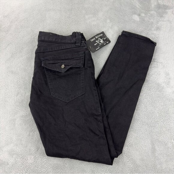 True Religion NWT Rocco Flap SN Straight Black Denim Jeans Men's Size 33x33 - Picture 1 of 10
